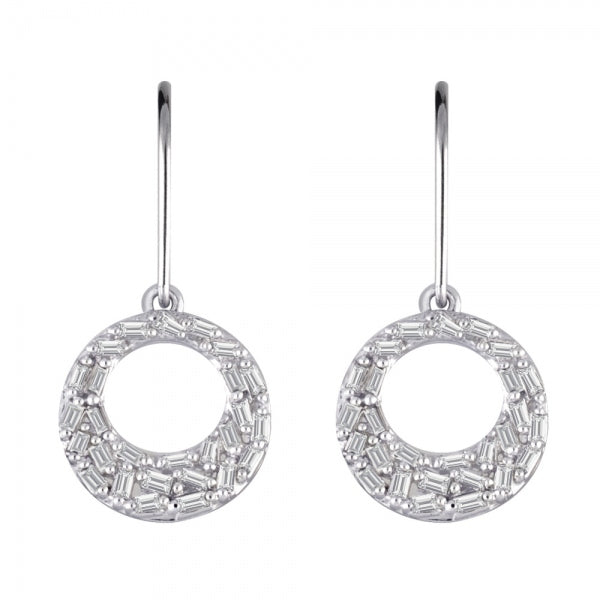 ダイヤモンド プラチナピアス(計0.3カラット/テーパーバケット/パヴェ/フック/サークル/4月誕生石)《WEPD3523》