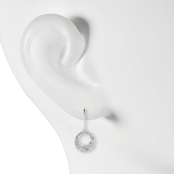 ダイヤモンド プラチナピアス(計0.3カラット/テーパーバケット/パヴェ/フック/サークル/4月誕生石)《WEPD3523》