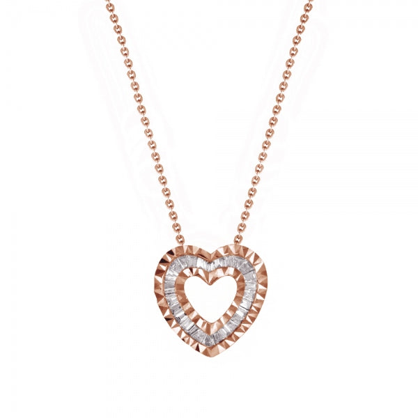 ダイヤモンド K18ネックレス(計0.2カラット/テーパーバケット/ハートモチーフ/ベゼル/4月誕生石)《WPDD3504》