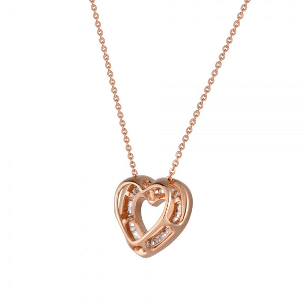 ダイヤモンド K18ネックレス(計0.2カラット/テーパーバケット/ハートモチーフ/ベゼル/4月誕生石)《WPDD3504》