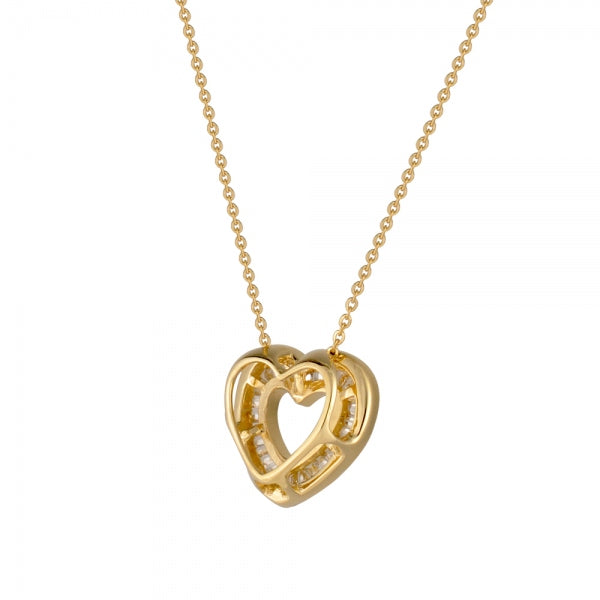 ダイヤモンド K18ネックレス(計0.2カラット/テーパーバケット/ハートモチーフ/ベゼル/4月誕生石)《WPDD3503》