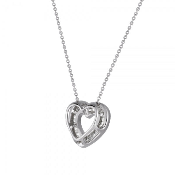 ダイヤモンド プラチナネックレス(計0.2カラット/テーパーバケット/ハートモチーフ/ベゼル/4月誕生石)《WPDD3502》