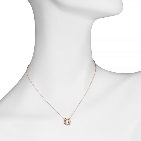 ダイヤモンド K18ネックレス(計0.15カラット/テーパーバケット/馬蹄モチーフ/ベゼル/4月誕生石)《WPDD3501》