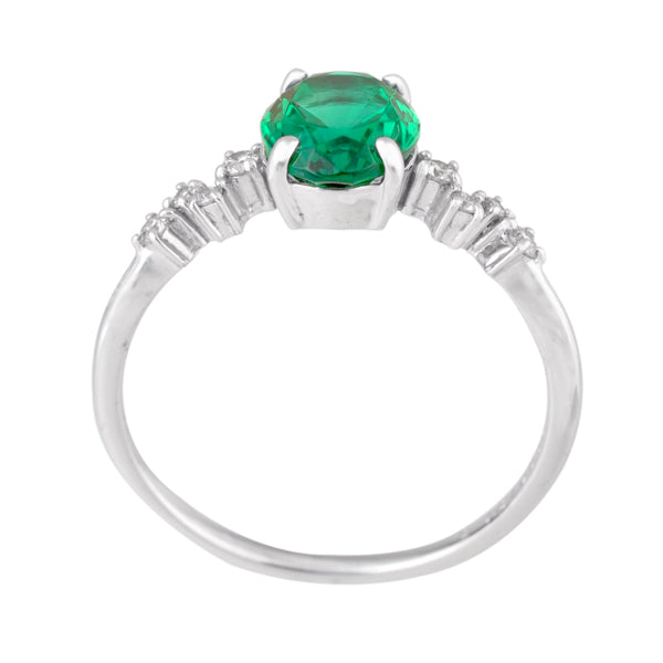 エメラルド/ダイヤモンド K18リング(クレサンベール/オーバル/5月誕生石)《WRGE3138》