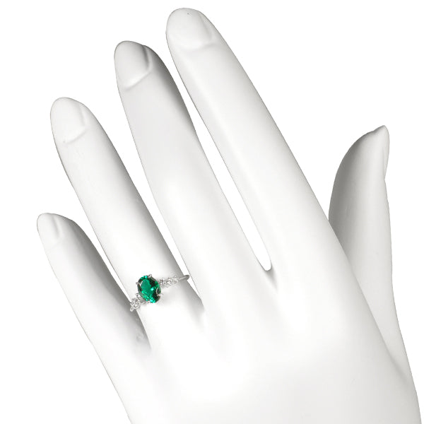 エメラルド/ダイヤモンド K18リング(クレサンベール/オーバル/5月誕生石)《WRGE3138》