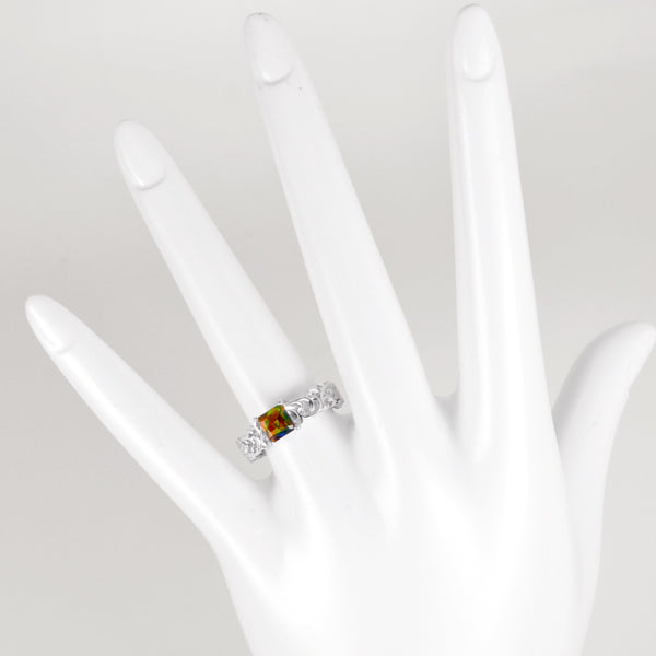 ブラックオパール K18リング(クレサンベール/プリンセス/アンティーク風/10月誕生石)