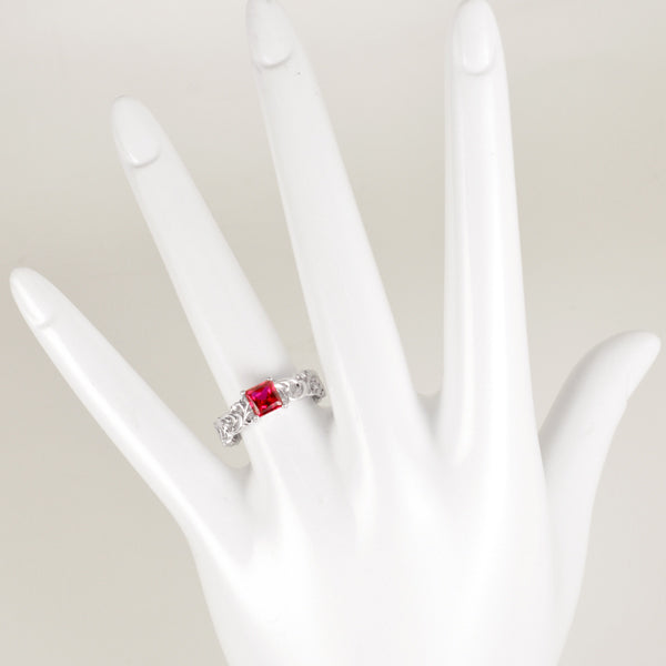 ルビー K18リング(クレサンベール/プリンセス/アンティーク風/7月誕生石)《WRGR2948》