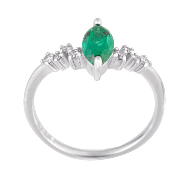 エメラルド/ダイヤモンド K18リング(クレサンベール/マーキス/5月誕生石)《WRGE3140》