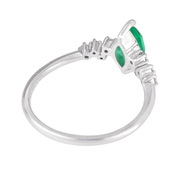 エメラルド/ダイヤモンド K18リング(クレサンベール/マーキス/5月誕生石)《WRGE3140》