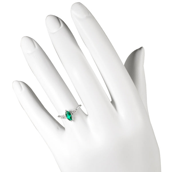 エメラルド/ダイヤモンド K18リング(クレサンベール/マーキス/5月誕生石)《WRGE3140》