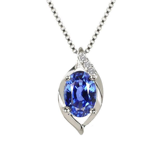 ブルーサファイア/ダイヤモンド K18ネックレス(クレサンベール/オーバル/9月誕生石)《WPDS2628》