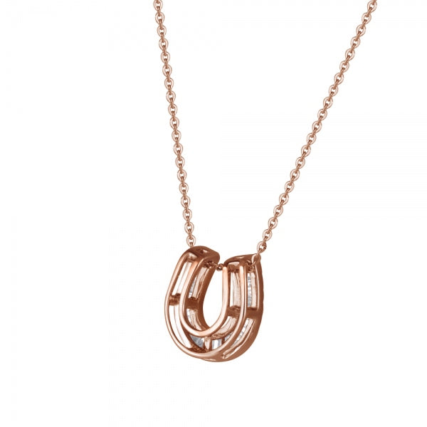 ダイヤモンド K18ネックレス(計0.15カラット/テーパーバケット/馬蹄モチーフ/ベゼル/4月誕生石)《WPDD3501》