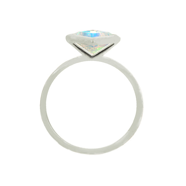 ウォーターオパール プラチナリング(クレサンベール/1カラットサイズ/プリンセス/フクリン/10月誕生石)《WRGW3593》