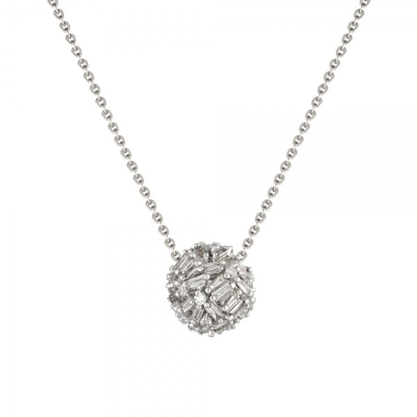 ダイヤモンド プラチナネックレス(計0.40カラット/テーパーバケット/パヴェ/スフィア/4月誕生石)《WPDD3511》