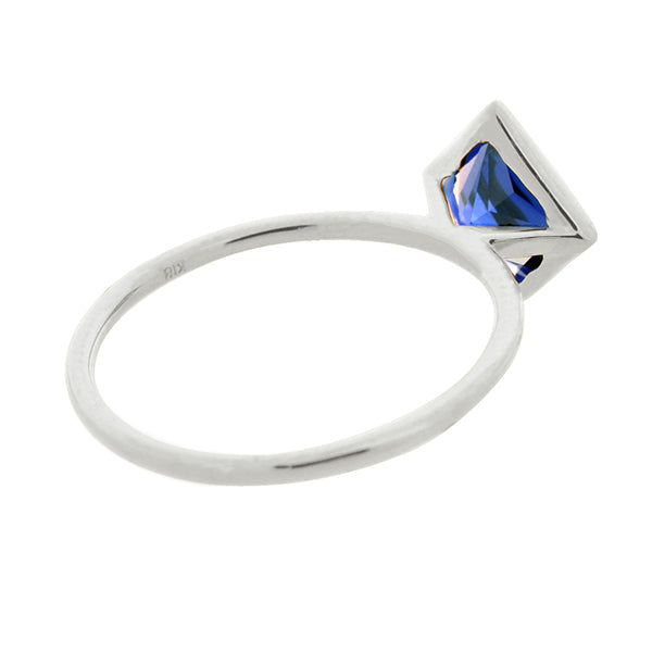 ブルーサファイア プラチナリング(クレサンベール/1カラットUP/プリンセス/フクリン/9月誕生石)《WRGS3593》