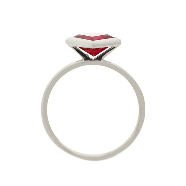 ルビー プラチナリング(クレサンベール/1カラットUP/プリンセス/フクリン/7月誕生石)《WRGR3593》