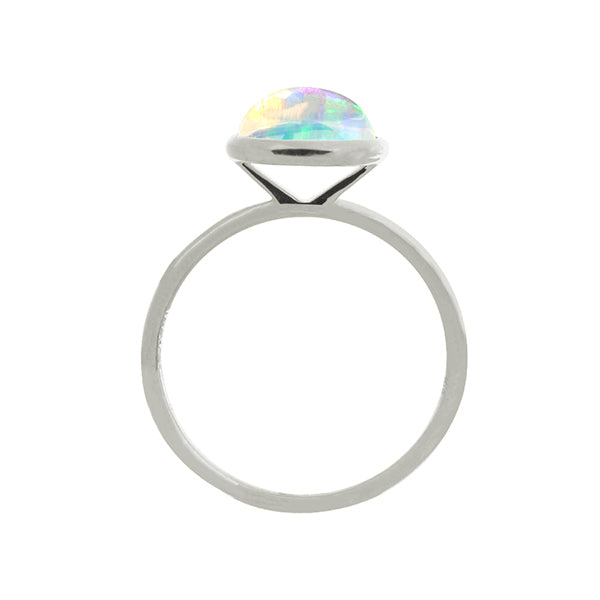 ウォーターオパール プラチナリング(クレサンベール/1カラットサイズ/オーバル/カボションカット/フクリン/10月誕生石)《WRGW3592》