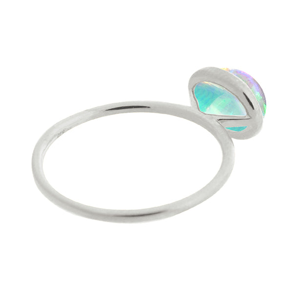 ウォーターオパール プラチナリング(クレサンベール/1カラットサイズ/オーバル/カボションカット/フクリン/10月誕生石)《WRGW3592》