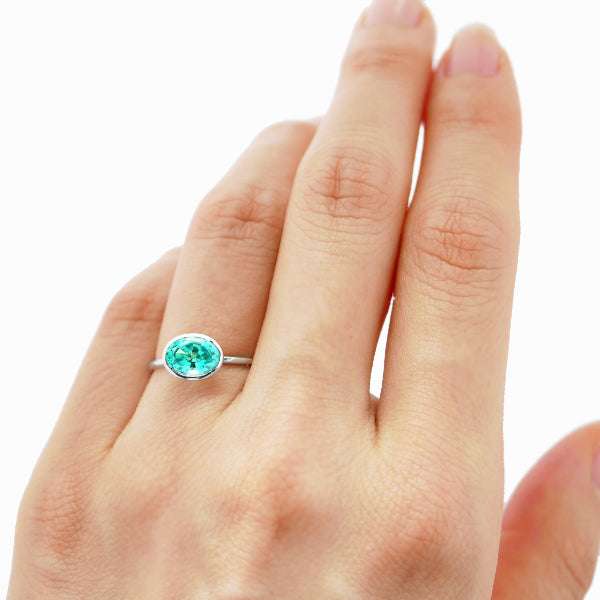 グリーンクリソベリル PTリング(クレサンベール/1カラットUP/オーバル/フクリン)《WRGV3592》