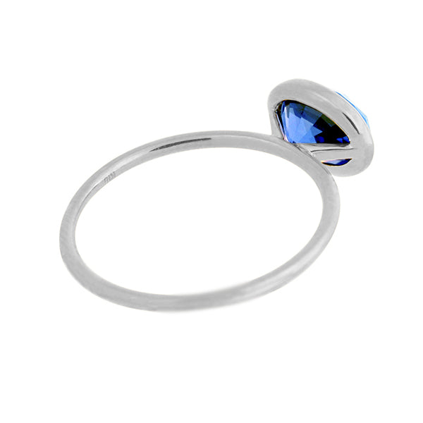 ブルーサファイア プラチナリング(クレサンベール/1カラットUP/オーバル/フクリン/9月誕生石)《WRGS3592》