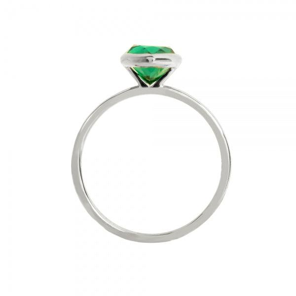 エメラルド プラチナリング(クレサンベール/1カラットサイズ/ペアシェイプ/フクリン/5月誕生石)《WRGE3591》