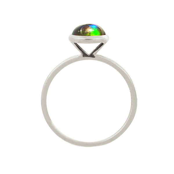 ブラックオパール プラチナリング(クレサンベール/1カラットサイズ/カボションカット/フクリン/10月誕生石)《WRGB3594》