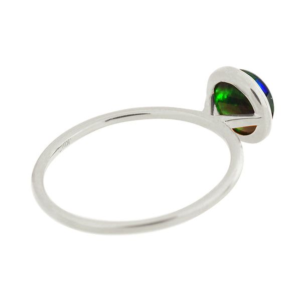 ブラックオパール プラチナリング(クレサンベール/1カラットサイズ/カボションカット/フクリン/10月誕生石)《WRGB3594》