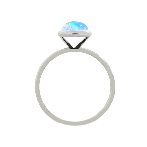 ウォーターオパール プラチナリング(クレサンベール/1カラットサイズ/カボションカット/フクリン/10月誕生石)《WRGW3594》