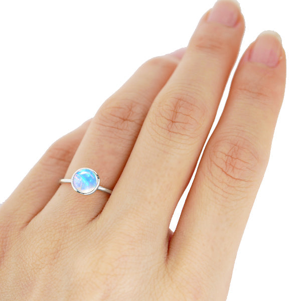 ウォーターオパール プラチナリング(クレサンベール/1カラットサイズ/カボションカット/フクリン/10月誕生石)《WRGW3594》