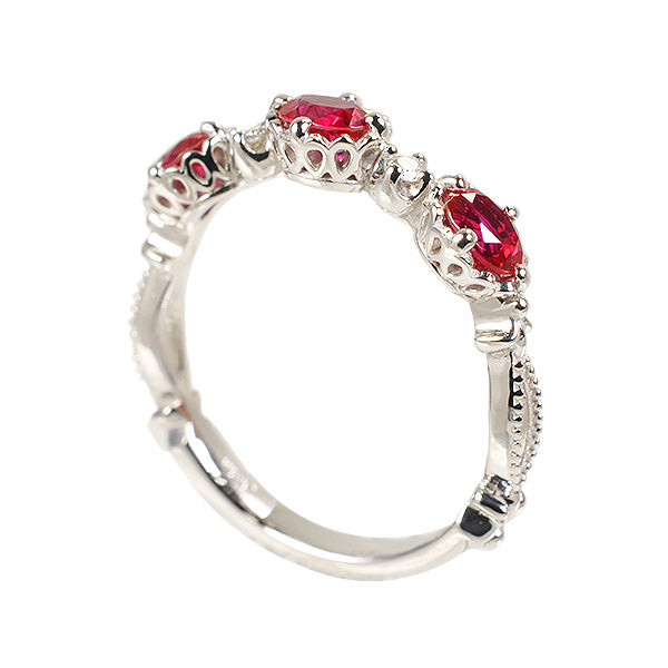 ルビー/ダイヤモンド K18リング(クレサンベール/オーバル/アンティーク風/7月誕生石)《WRGR2635》