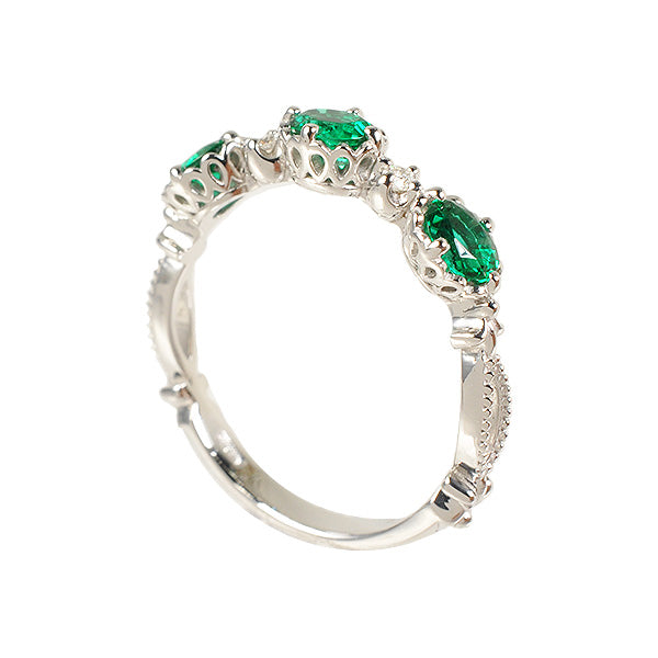 エメラルド/ダイヤモンド K18リング(クレサンベール/オーバル/アンティーク風/5月誕生石)《WRGE2635》