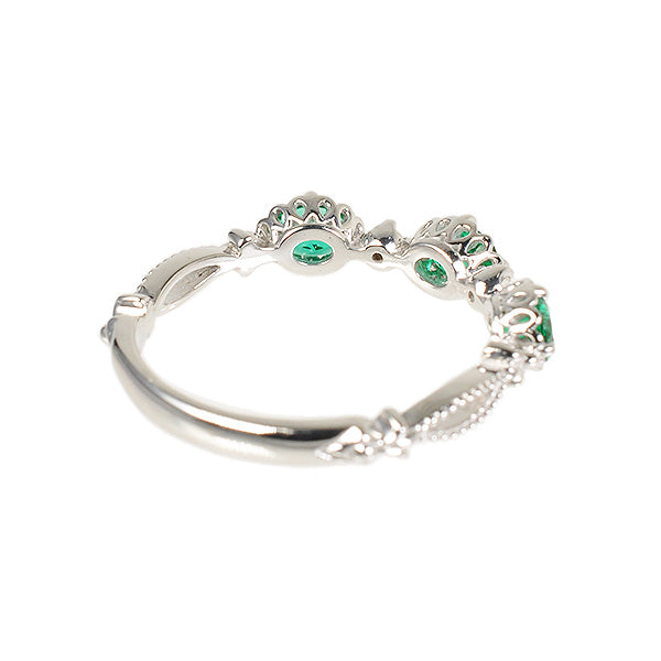 エメラルド/ダイヤモンド K18リング(クレサンベール/オーバル/アンティーク風/5月誕生石)《WRGE2635》