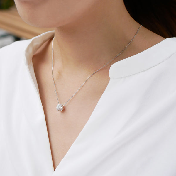 ダイヤモンド プラチナネックレス(計0.40カラット/テーパーバケット/パヴェ/スフィア/4月誕生石)《WPDD3511》