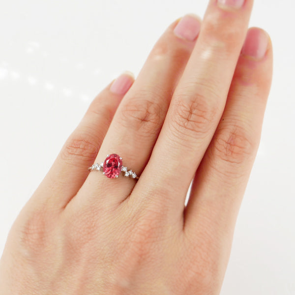 パパラチアサファイア/ダイヤモンド K18リング(クレサンベール/オーバル/9月誕生石)《WRGP3138》