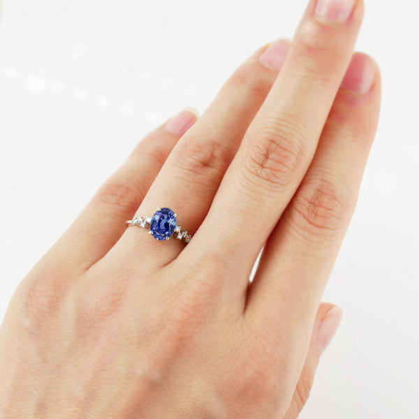 ブルーサファイア/ダイヤモンド K18リング(クレサンベール/オーバル/9月誕生石)《WRGS3138》