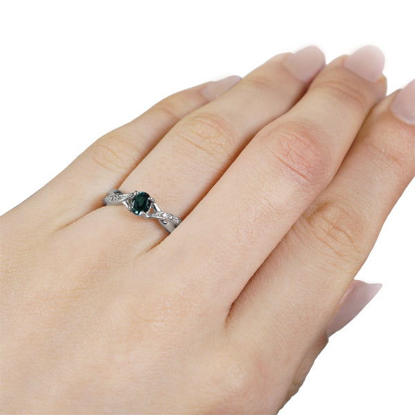 アレキサンドライト/ダイヤモンド K18リング(クレサンベール/オーバル/クロスモチーフ/6月誕生石)《BRGA2653》