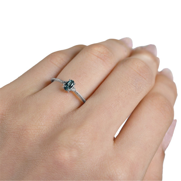 アレキサンドライト/ダイヤモンド K18リング(クレサンベール/ミル打ち/アンティーク風/6月誕生石)《BRGA7620》