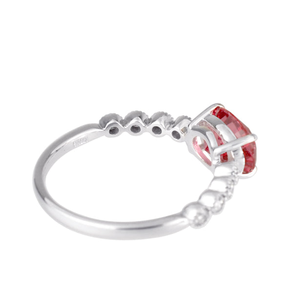 ルビー/ダイヤモンド K18リング(クレサンベール/オーバル/ミル打ち/7月誕生石)《WRGR3139》