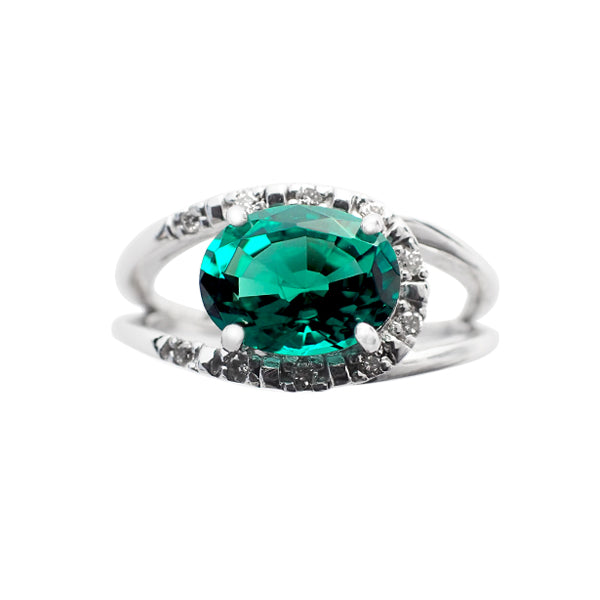 エメラルド/ダイヤモンド K18リング(クレサンベール/オーバル/5月誕生石)《WRGE2945》