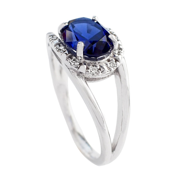 ブルーサファイア/ダイヤモンド K18リング(クレサンベール/オーバル/9月誕生石)《WRGS2945》