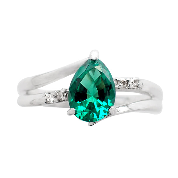 エメラルド/ダイヤモンド K18リング(クレサンベール/ペアシェイプ/5月誕生石)《WRGE2947》
