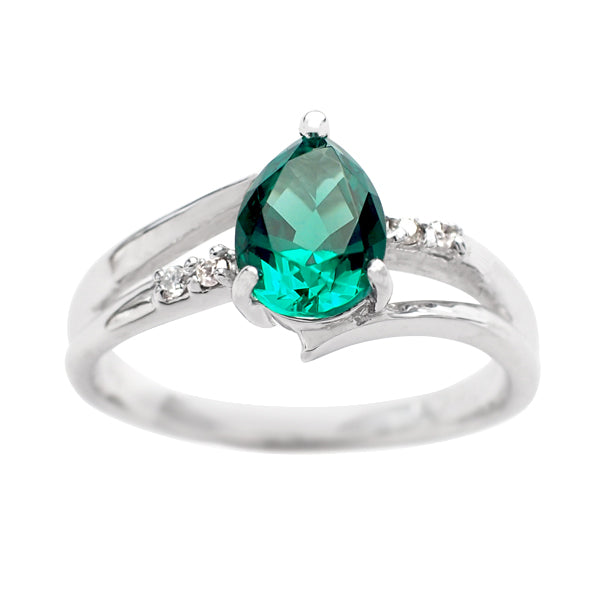 エメラルド/ダイヤモンド K18リング(クレサンベール/ペアシェイプ/5月誕生石)《WRGE2947》