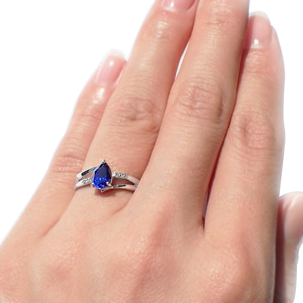 ブルーサファイア/ダイヤモンド K18リング(クレサンベール/ペアシェイプ/9月誕生石)《WRGS2947》