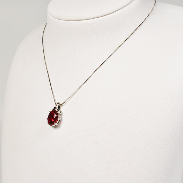 ルビー プラチナネックレス(クレサンベール/オーバル/7月誕生石)《WPDR2640》