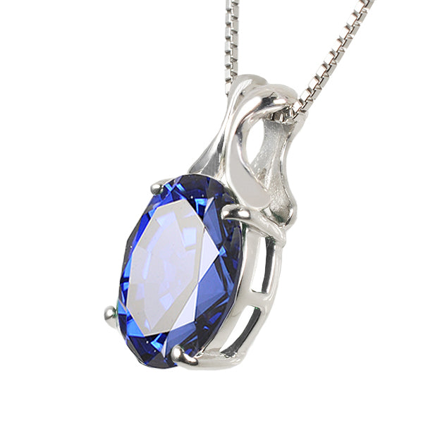 ブルーサファイア プラチナネックレス(クレサンベール/オーバル/9月誕生石)《WPDS2640》