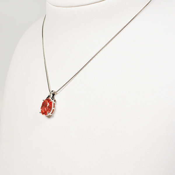 パパラチアサファイア プラチナネックレス(クレサンベール/オーバル/9月誕生石)《WPDP2640》