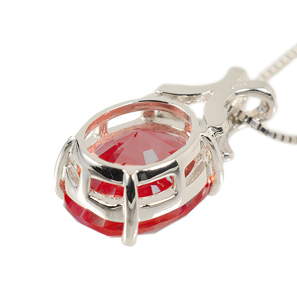 パパラチアサファイア プラチナネックレス(クレサンベール/オーバル/9月誕生石)《WPDP2640》