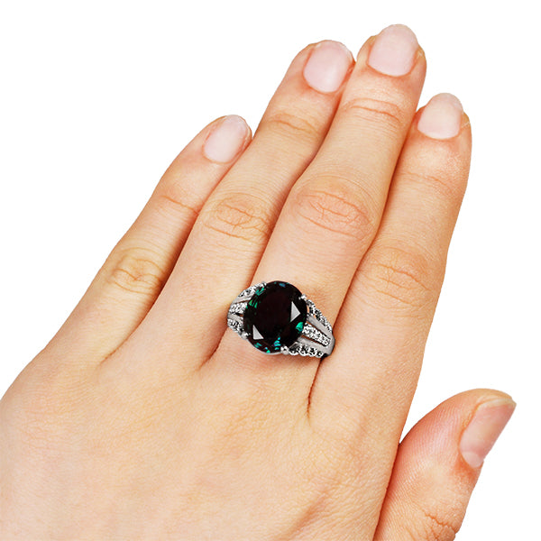 アレキサンドライト/ダイヤモンド プラチナリング(クレサンベール/オーバル/ミル打ち/6月誕生石)《WRGA2694》