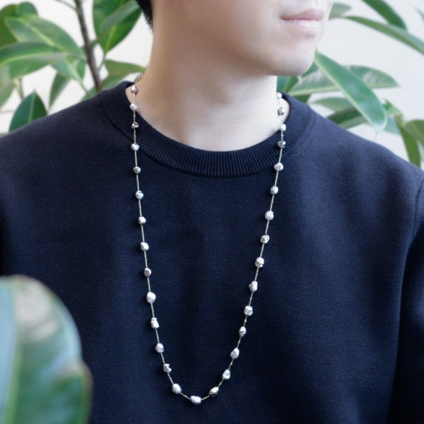 パール K14ネックレス(黒蝶真珠 /7.0mmUP/ケシパール/6月誕生石)《JNKQ1203》