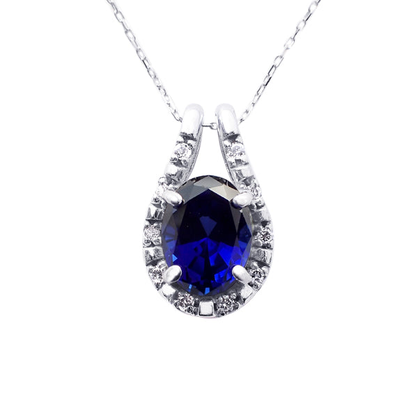 ブルーサファイア/ダイヤモンド K18ネックレス(クレサンベール/オーバル/9月誕生石)《WPDS2944》